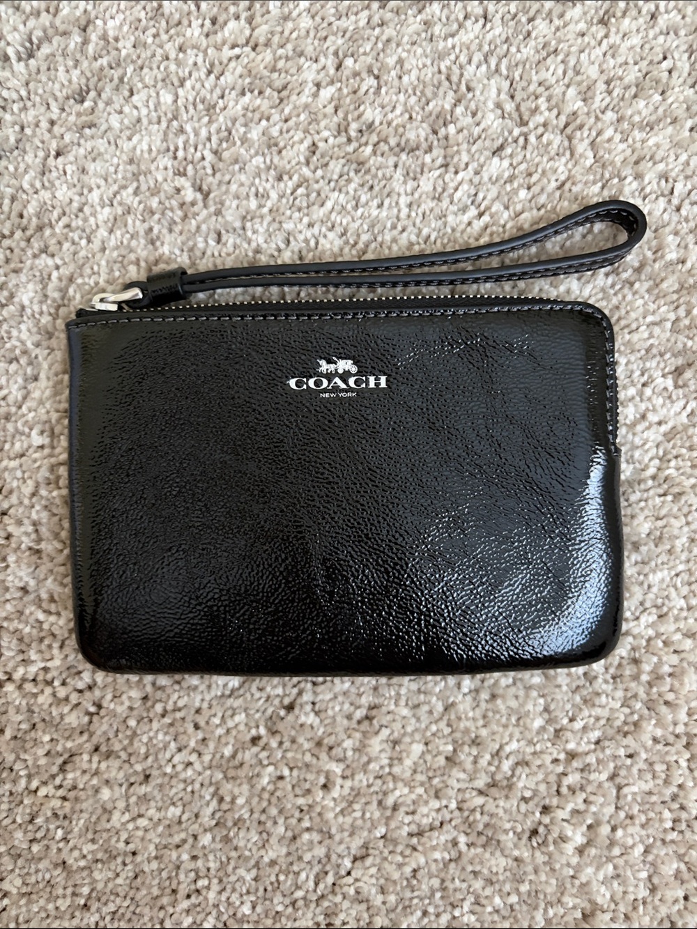 COACH Black Shiney not patent Leather Wristlet